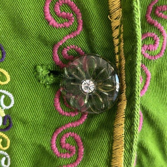Johnny Was Green Embroidered Fitted Coat Mandala on the Back Size Medium - Picture 10 of 13